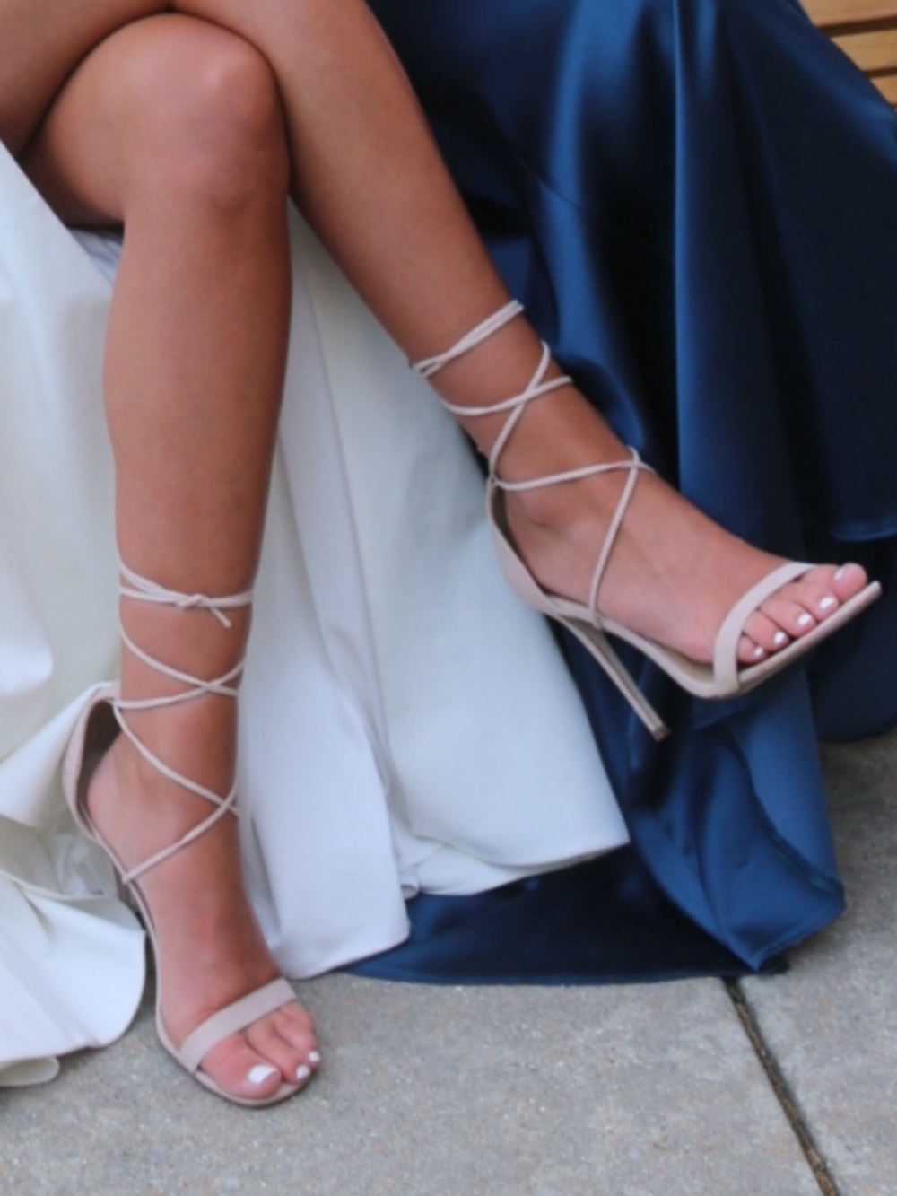 Missguided Nude Lace-Up Stiletto Sandals
